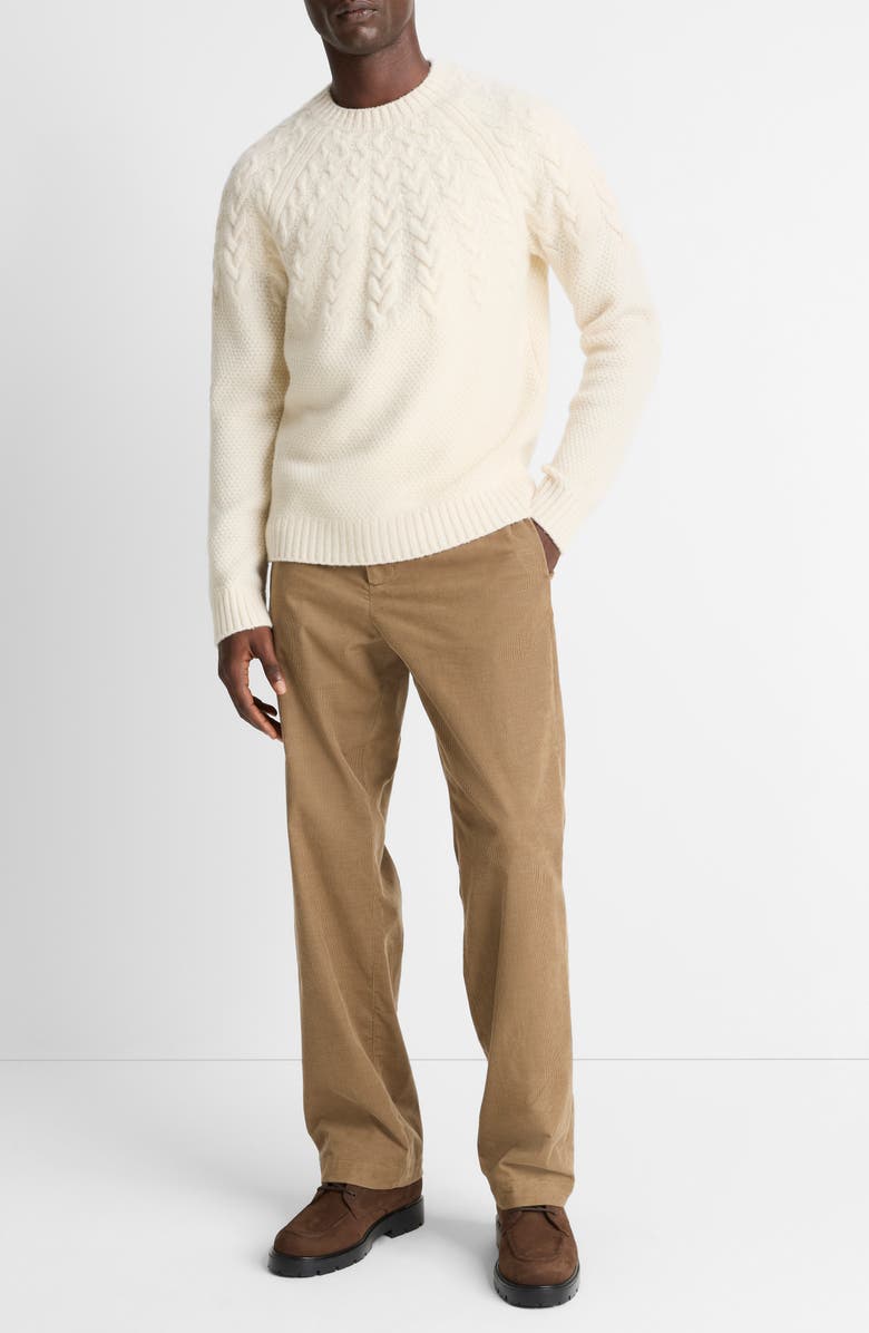 Vince Airpsun Cable Yoke Crewneck Sweater, Alternate, color, Light Dune