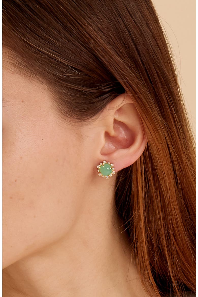 Aura Petite Studs, Alternate, color, Chrysoprase