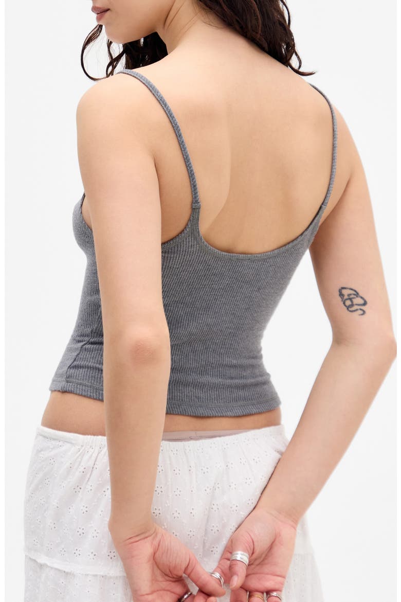 Diana Lace Trim Crop Rib Knit Camisole, Alternate, color, GREY
