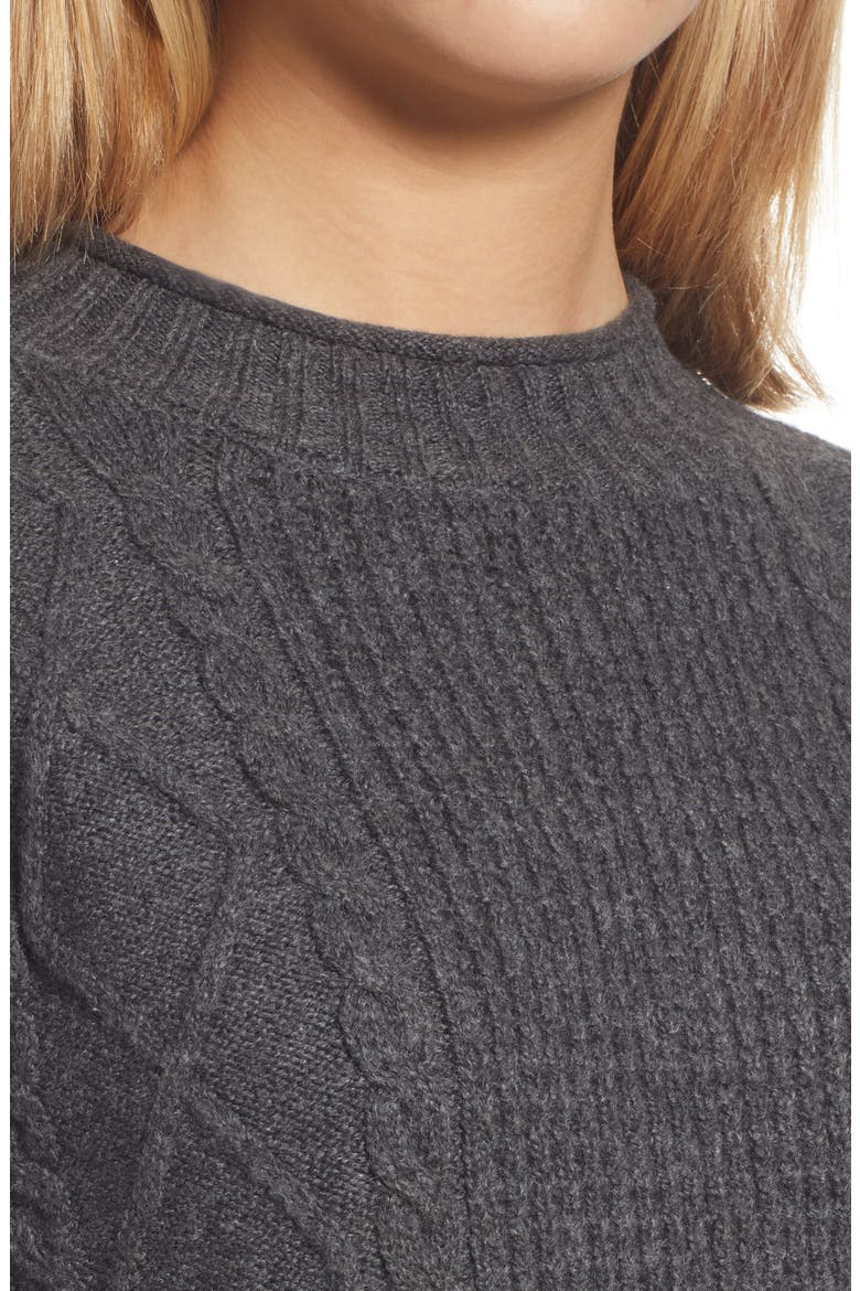 Cable Knit Sweater Dress, Alternate, color, GREY MEDIUM CHARCOAL HEATHER