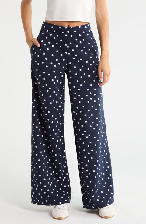 Polka Dot Cotton Blend Baggy Sweatpants