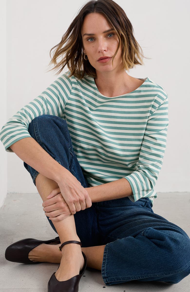 Seasalt Cornwall Sailor Stripe Organic Cotton Top, Alternate, color, Mini Cornish Sage Leaf