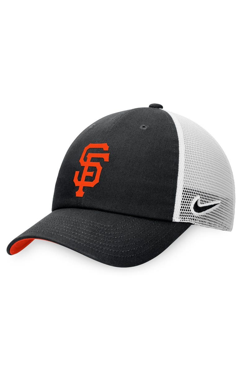 Nike Men's Nike Black/White San Francisco Giants Heritage86 Lightweight Unstructured Adjustable Trucker Hat, Main, color,