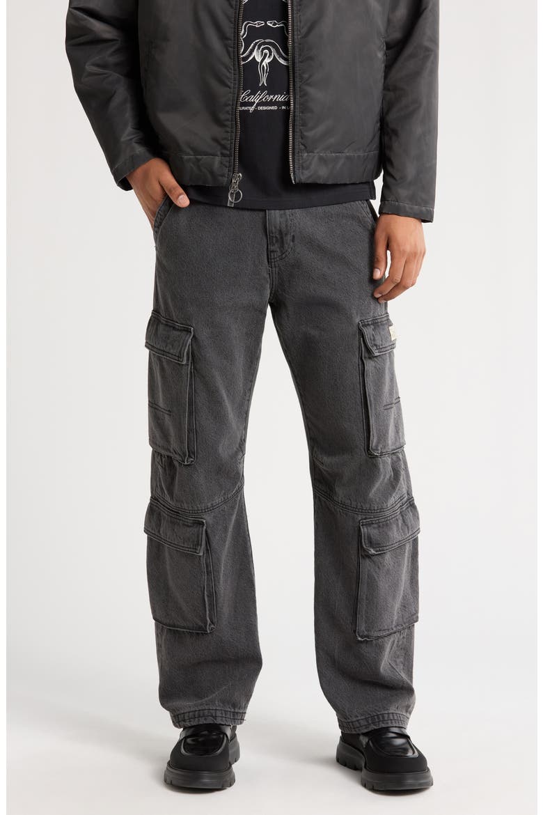 Adam Baggy Denim Cargo Pants, Main, color, BLACK