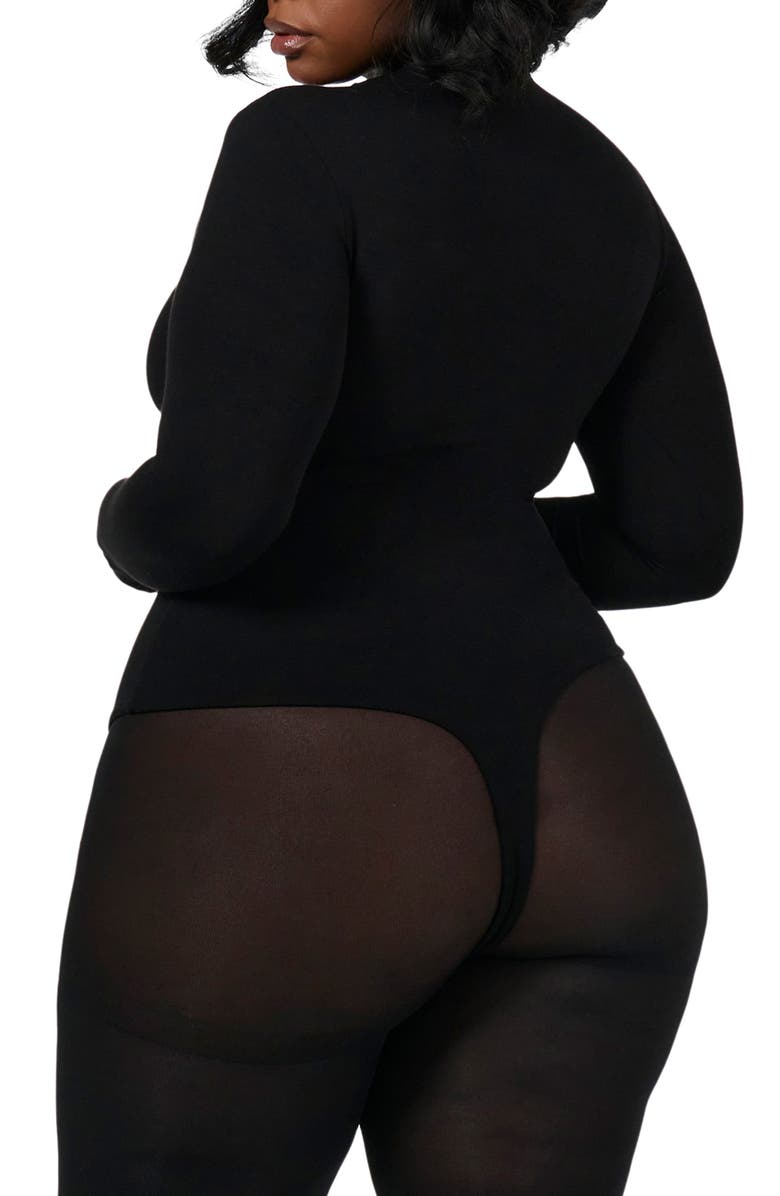 Naked Wardrobe The NW Sculpt Long Sleeve Bodysuit, Alternate, color, 