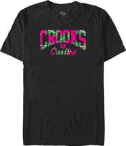 Crooks & Castles Men's Crooks & Castles Pink Tropical Print  Graphic T-Shirt