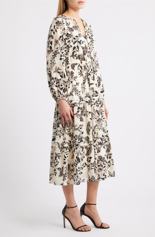 Anne Klein Floral Print Long Sleeve Dress In Multi