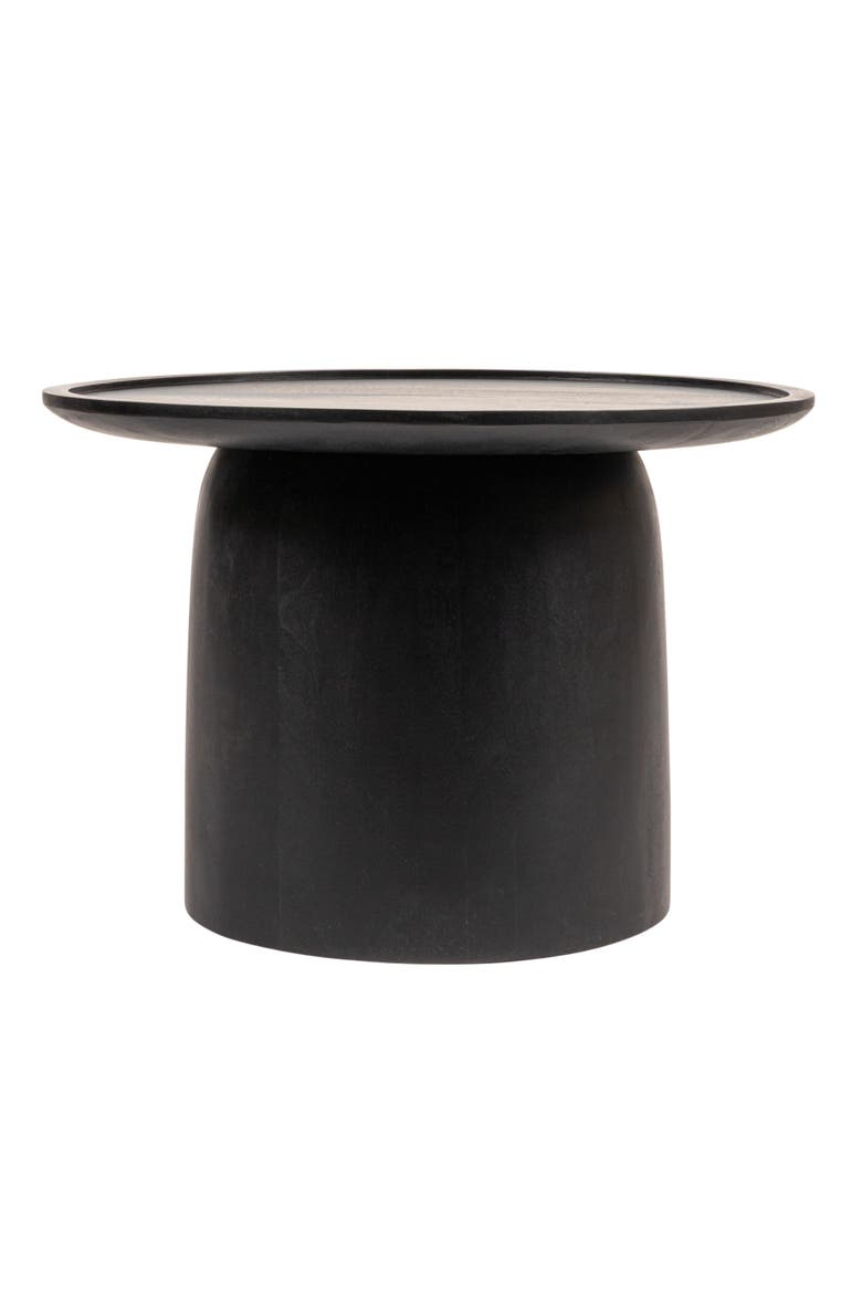 Round Accent Table with Tapered Drum Base, Alternate, color, Black