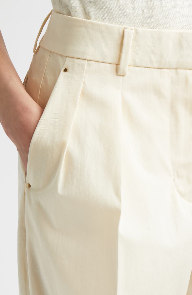 Moncler Cotton Gabardine Wide Leg Pants, Alternate, color, White