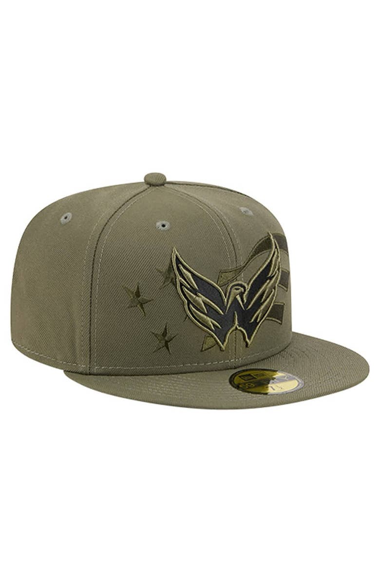 New Era Men
s New Era Olive Washington Capitals Military Appreciation Flag 59FIFTY Fitted Hat, Alternate, color, Olive