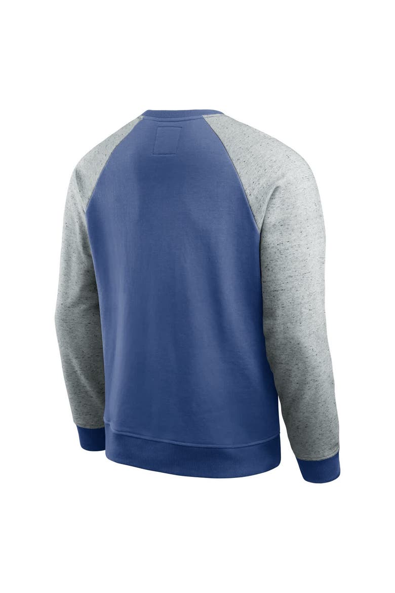 Men's Darius Rucker Collection by Fanatics Royal/Heather Gray Seattle Seahawks Throwback Color Block Raglan Pullover Sweatshirt, Alternate, color, Royal