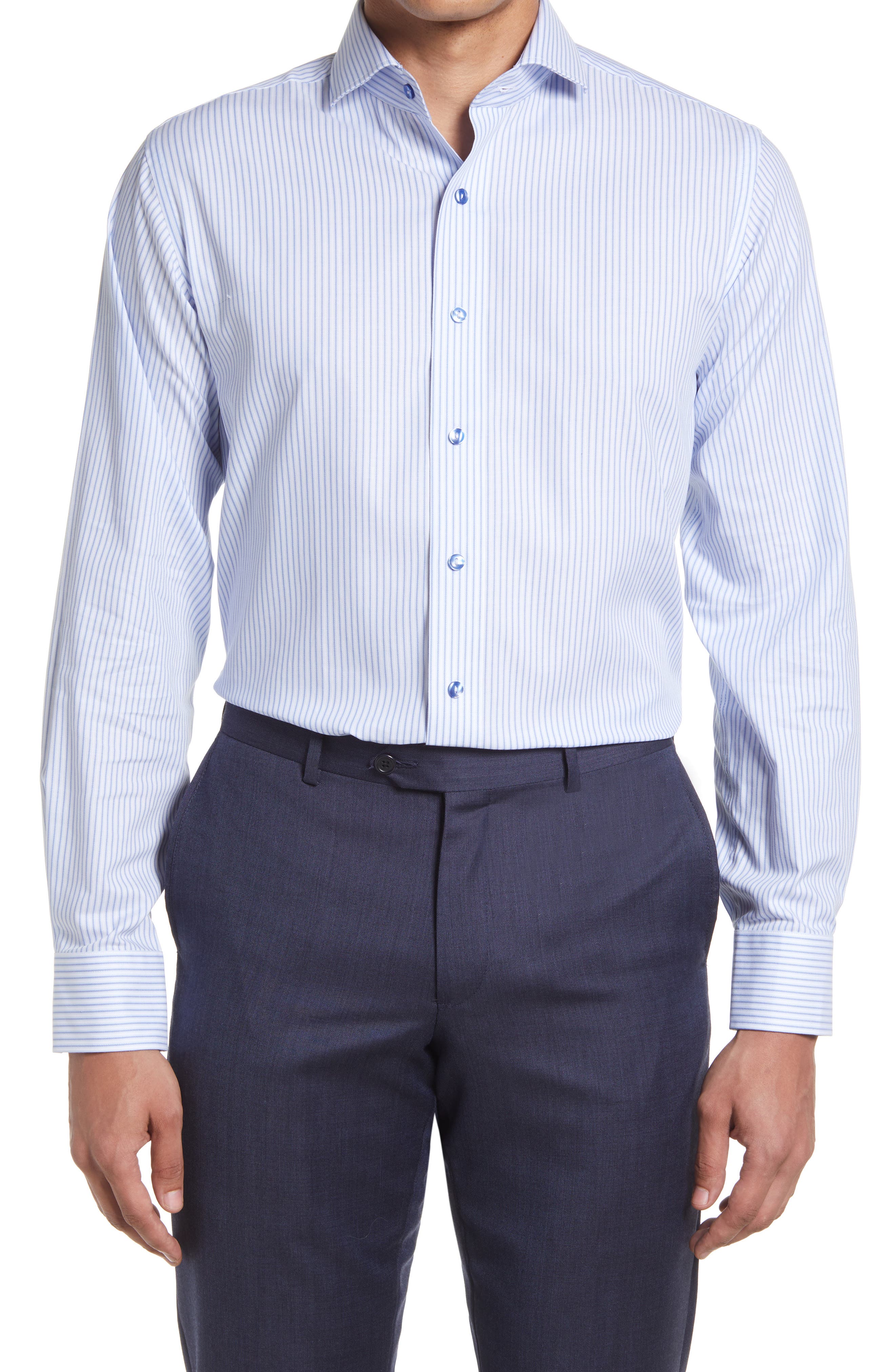 nordstrom rack trim fit dress shirt Nordstrom Rack Trim Fit Button Up Navy Blue Long Sleeve Dress Shirt Sz L  34/35