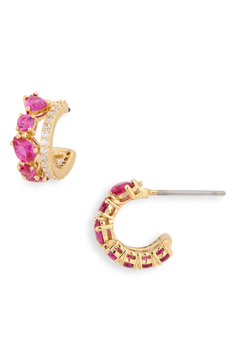 Nadri Love All Double Hoop Earrings, Main, color, Gold