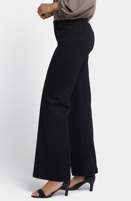 Nydj Plus Womens Stretch Denim Wide Leg Jeans In Black