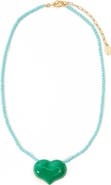 Clare V. Heart Pendant Beaded Necklace