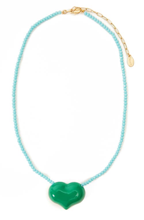 Clare V . Heart Pendant Beaded Necklace In Green