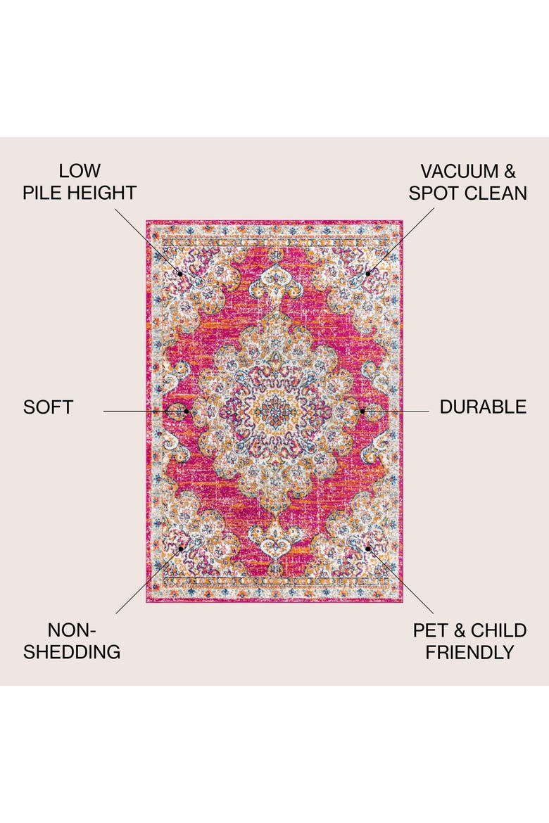 Bohemian FLAIR Boho Vintage Medallion Area Rug, Alternate, color, Pink/Cream