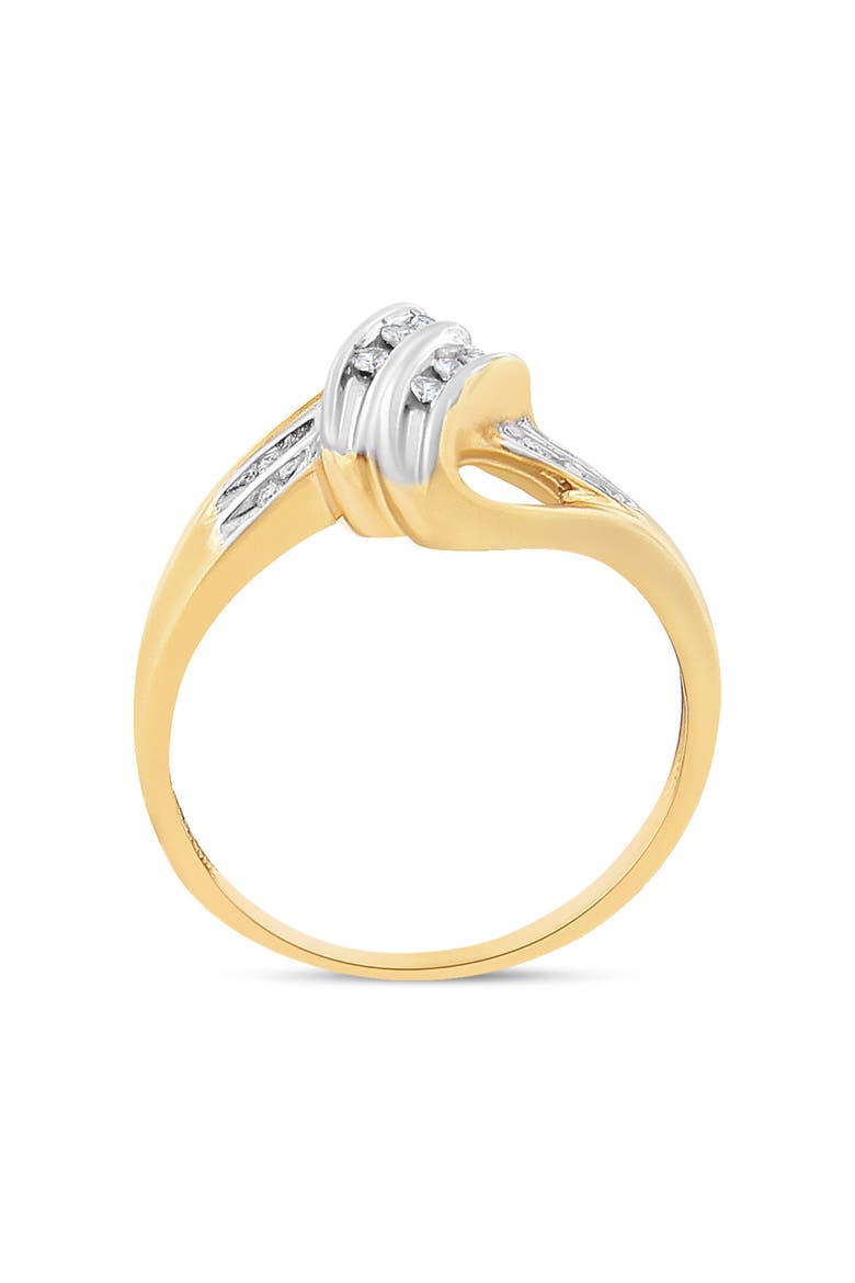 10K Yellow and White Gold 1/15 Cttw Diamond Bypass Ring, Alternate, color, Yellow