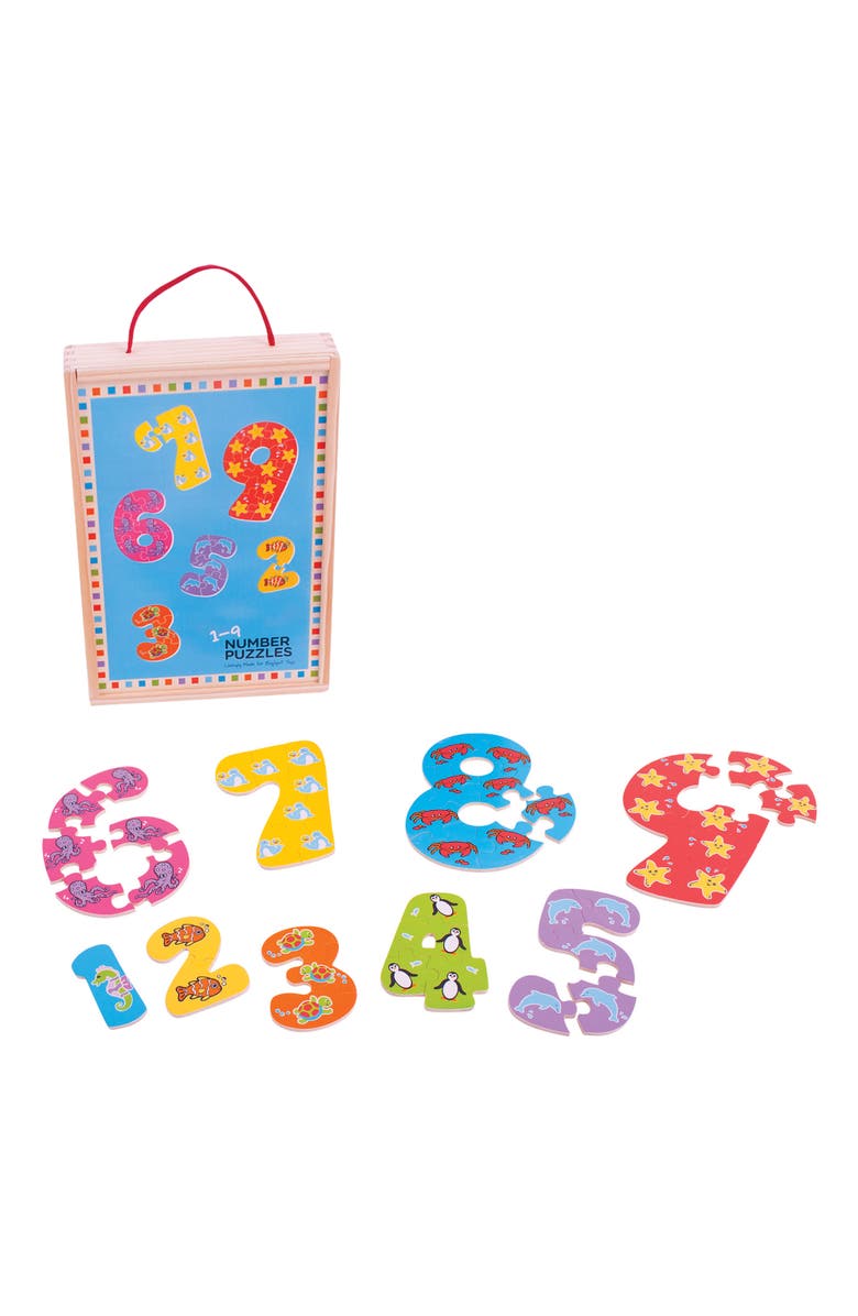 Bigjigs Toys 19 Number Puzzle, Wooden, 45Pcs, Educational Toy, Toddlers 
Kids, Main, color, Multicolored