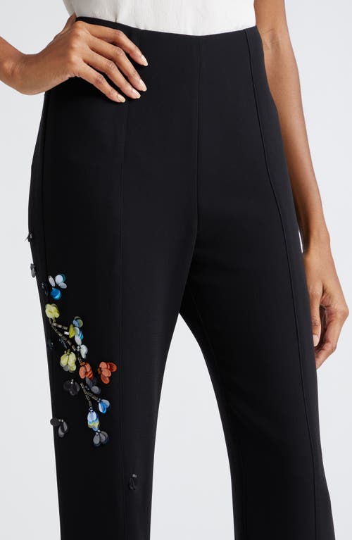 Cinq À Sept Kingsley Sequin Flower Straight-leg Pants In Black/multi