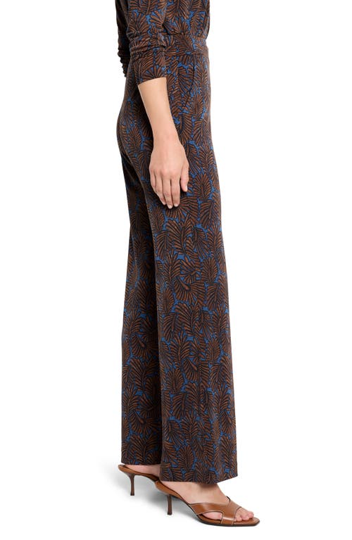 Nic + Zoe Nic+zoe Feather Fern Print Wide Leg Pants In Brown
