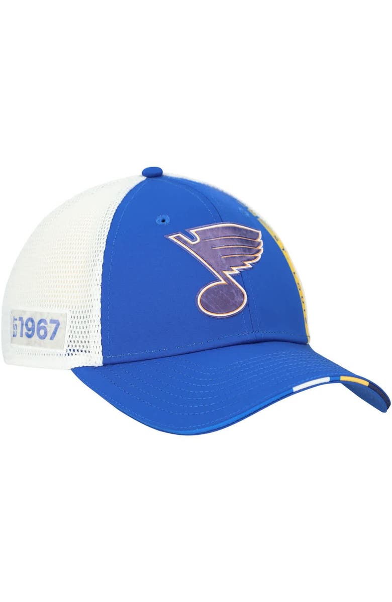 FANATICS Men's Fanatics  Royal St. Louis Blues Authentic Pro Draft Adjustable Trucker Hat, Main, color, 