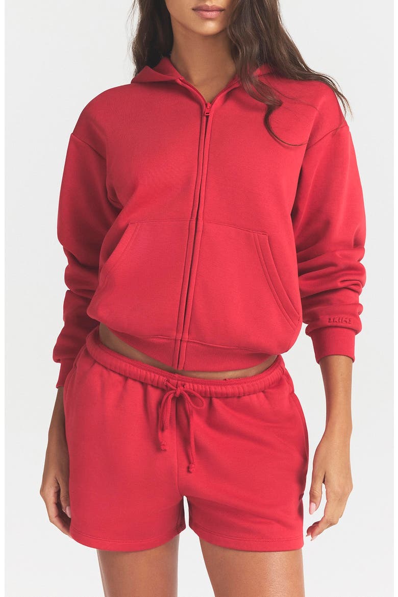 Cotton Blend Fleece Classic Zip-Up Hoodie, Main, color, WASHED RED