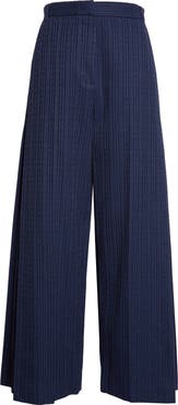 EENK Side Tuck Cotton Blend Jacquard Knit Wide Leg Pants