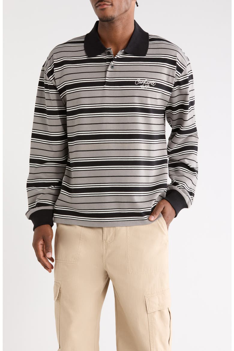 Devitt Stripe Loose Fit Cotton Rugby Shirt, Main, color, DEVITT STRIPE, SHADY GREY