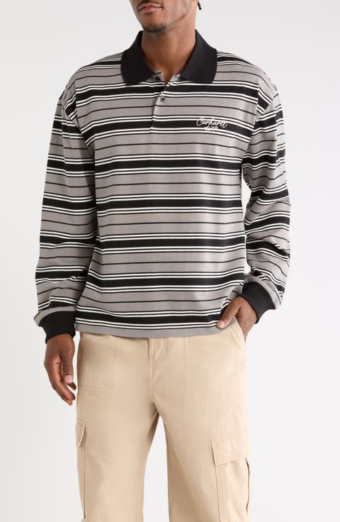 Devitt Stripe Loose Fit Cotton Rugby Shirt