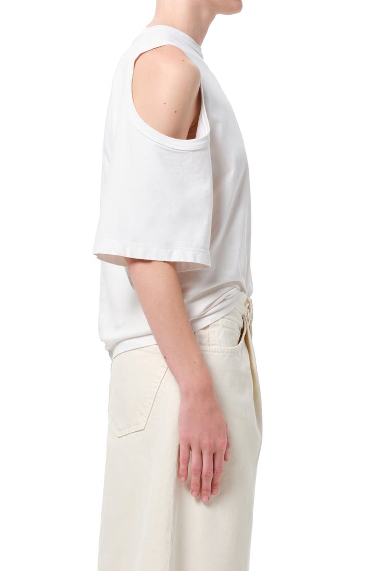 Shoulder Cutout Cotton T-Shirt, Alternate, color, WHITE ASH WORN OFF WHT
