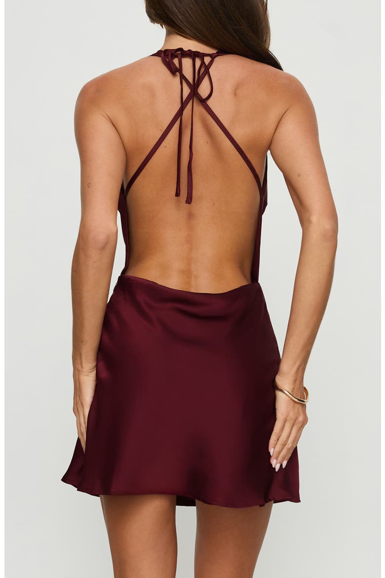 Rozalinda Halter Satin Minidress, Alternate, color, PLUM