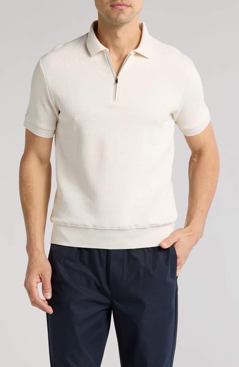 DENIM AND FLOWER Quarter Zip Sweater Polo, Main, color,
