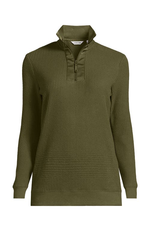 Lands' End Long Sleeve Waffle Quarter Zip Pullover In Multi