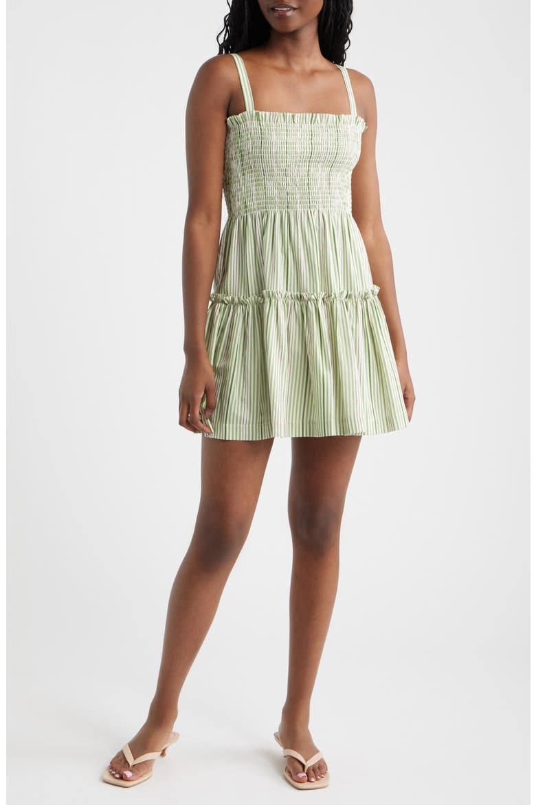 The Seraphina Stripe Nap Minidress, Main, color, GREEN JACQUARD STRIPE