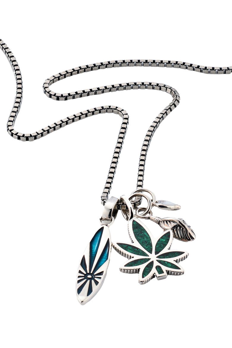 Sterling Silver Surf Charm Necklace, Alternate, color, SILVER