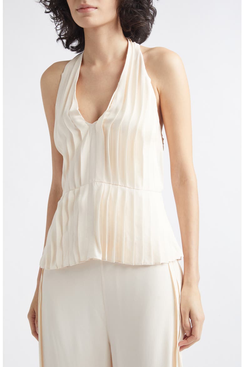 Jane Pleated Halter Top, Alternate, color, PEACH SORBET