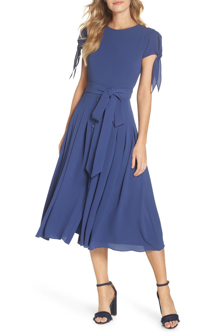 Bette Pleated Midi Dress (Nordstrom Exclusive), Main, color, INK BLUE