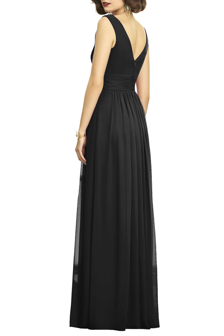 FULL LENGTH V-NECK LUX CHIFFON, Alternate, color, BLACK
