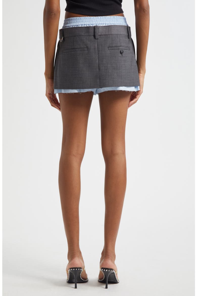 Prestyled Pleated Skort with Detachable Chain Detail, Alternate, color, GREY MELANGE/ OXFORD BLUE