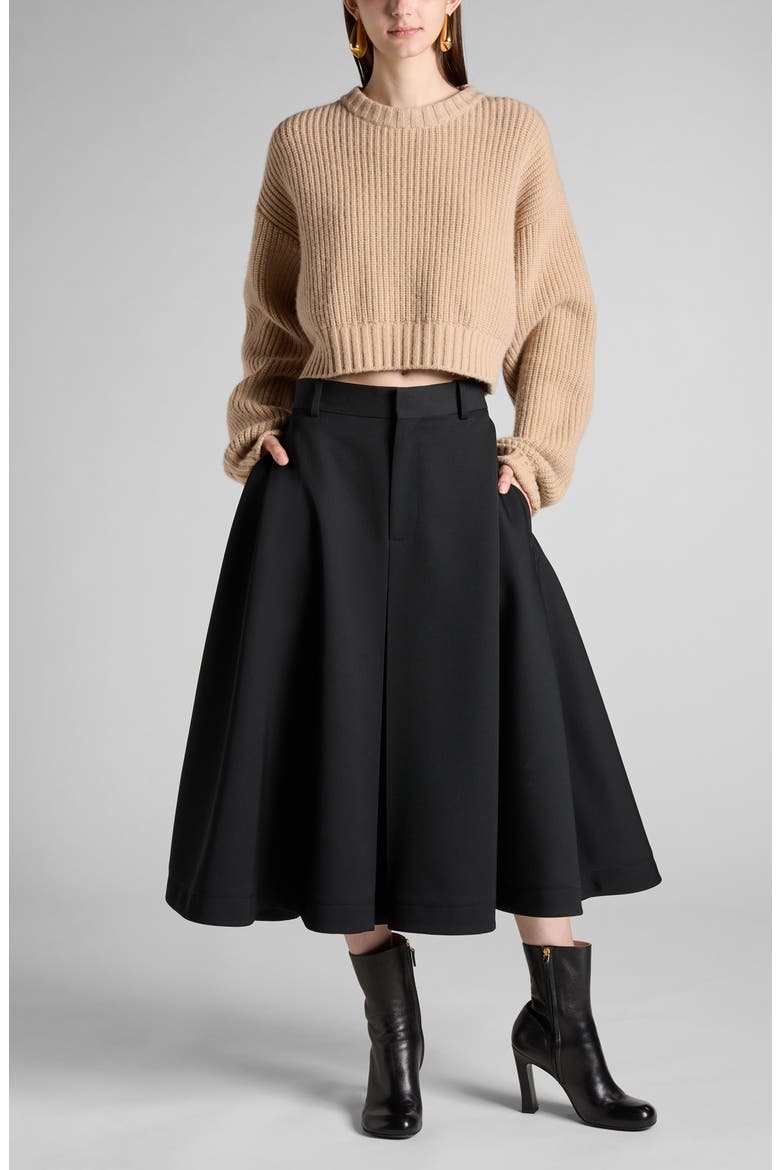 Oversize Wool & Cashmere Rib Crop Sweater, Alternate, color, 9734 DESERT