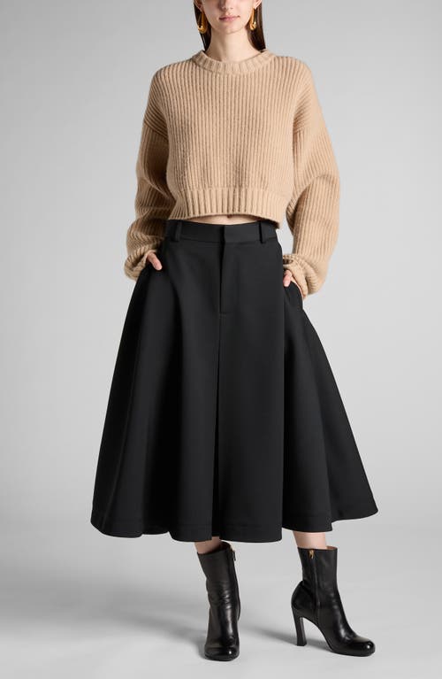 Bottega Veneta Wool Grain De Poudre A-line Skirt In Black