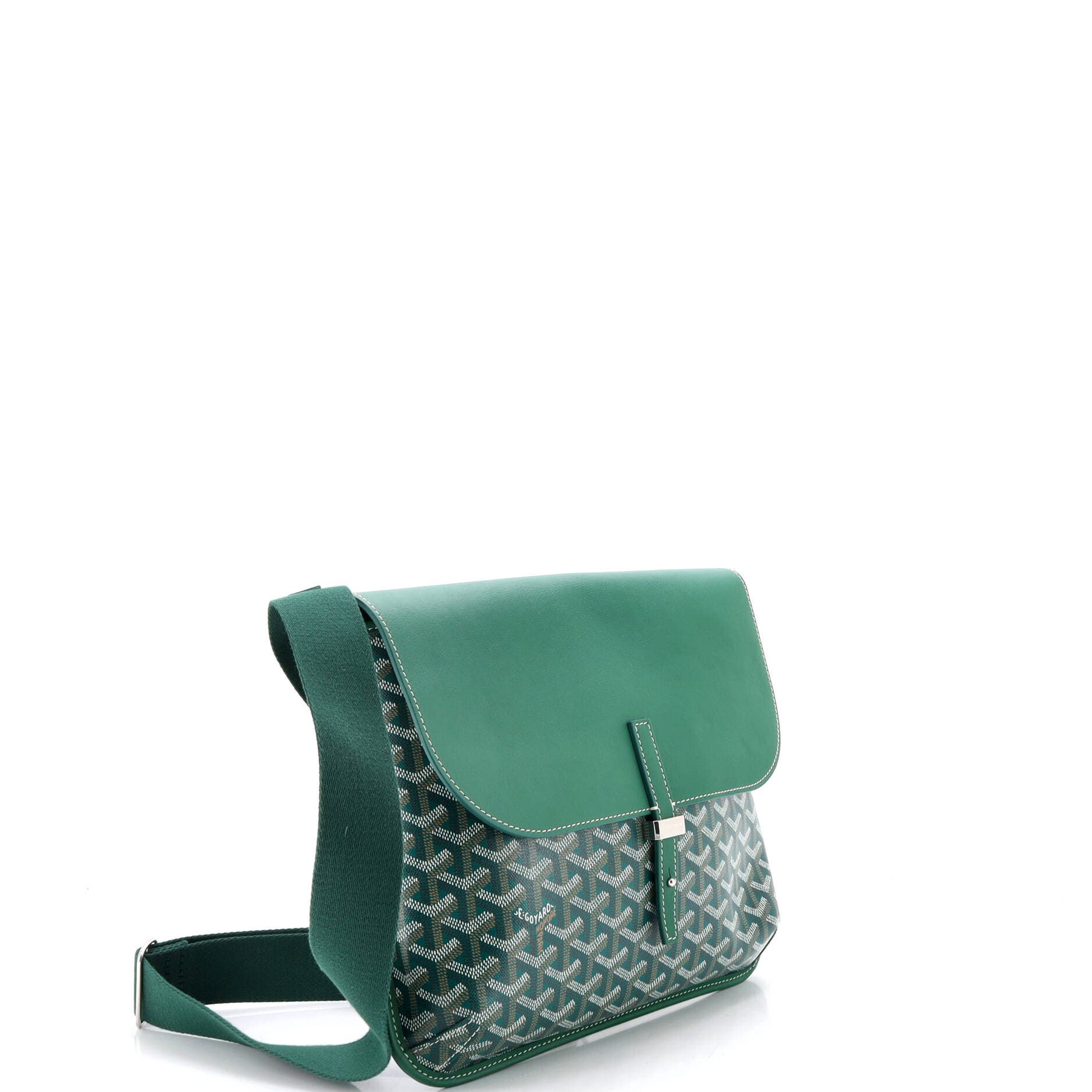 Coursier Messenger Bag Coated Canvas and Leather, Alternate, color, Green
