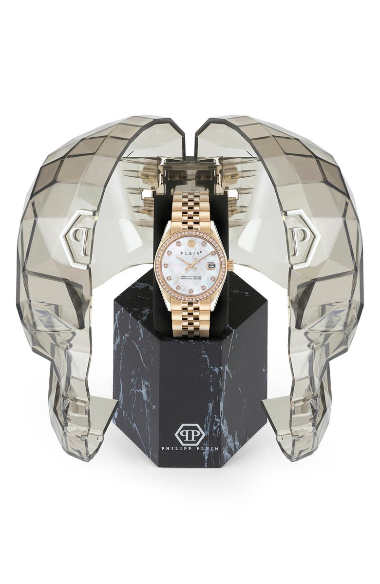 PHILIPP PLEIN Date Superlative Bracelet Watch, 34mm, Alternate, color, Ip Yellow Gold