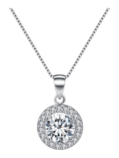 Round Halo Crystal Pendant Necklace