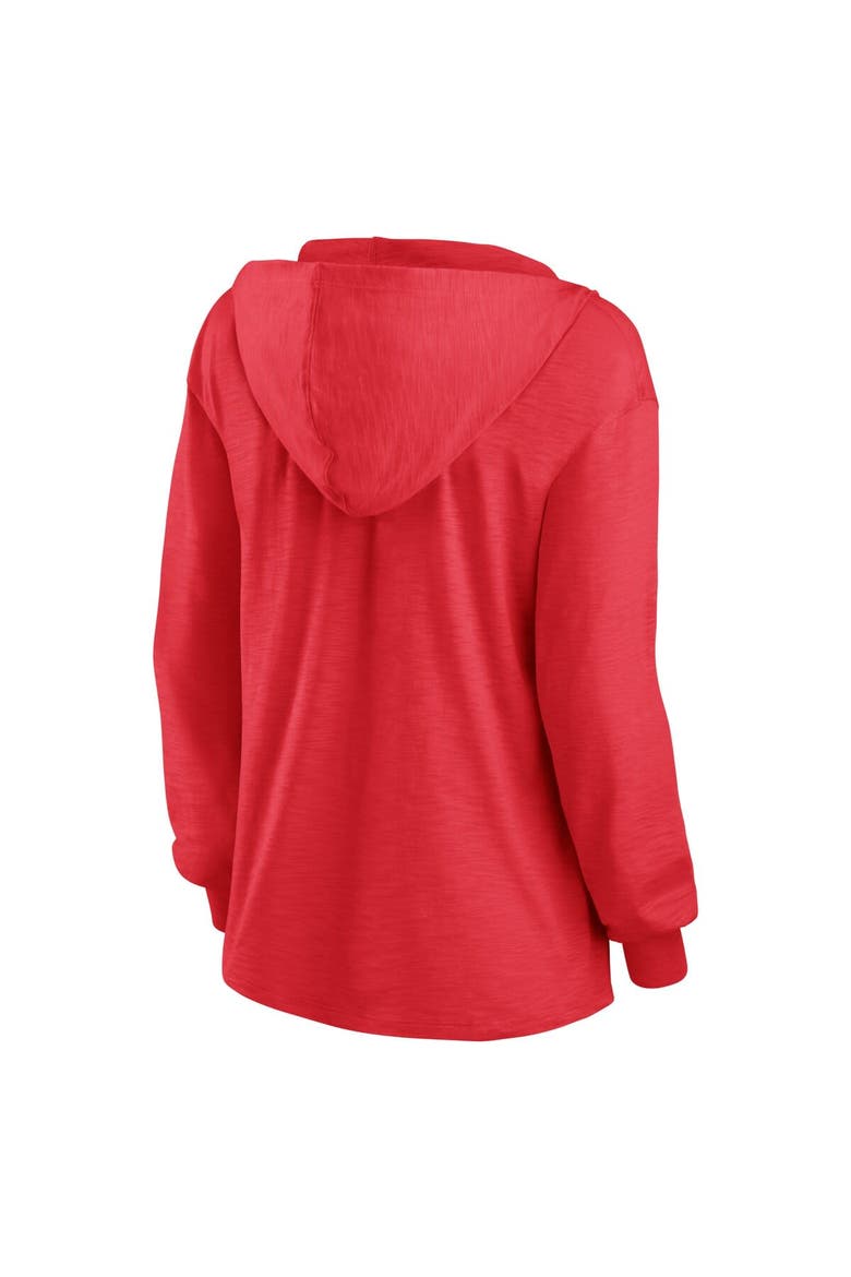 Women's Fanatics Branded Red Chicago Fire Iconic Slub Lightweight V-Neck Pullover Hoodie, Alternate, color, Red
