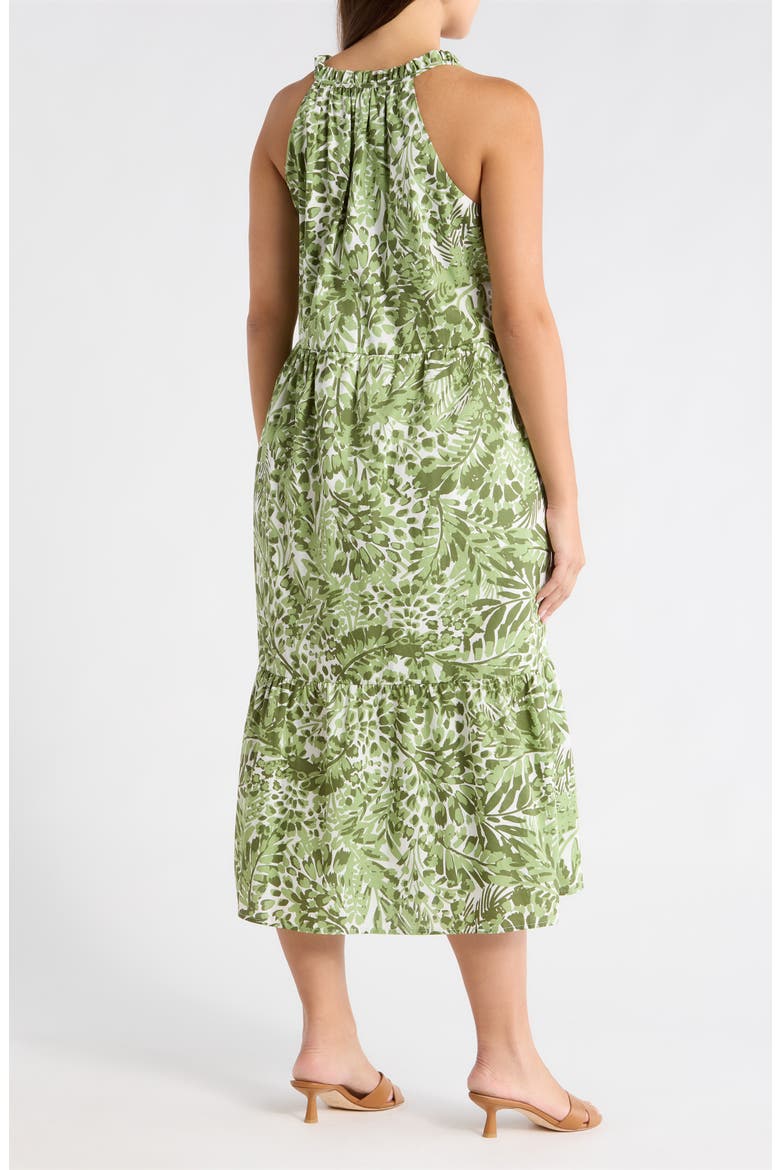 Irenan Leaf Zelie Cotton Midi Dress, Alternate, color, WHITE/ OLIVES