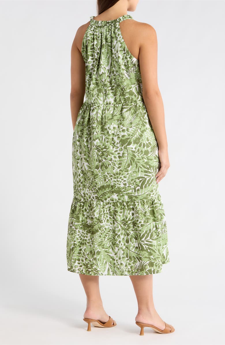 SUGARLIPS Irenan Leaf Zelie Cotton Midi Dress, Alternate, color, White/ Olives