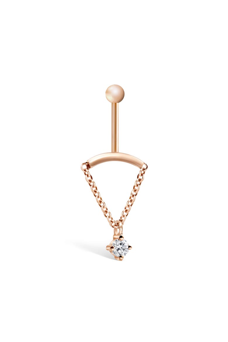 Prong Set Diamond Drape Threaded Single Stud Earring, Main, color, ROSE GOLD