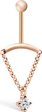 MARIA TASH Prong Set Diamond Drape Threaded Single Stud Earring